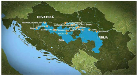 Alluvione Serbia Bosnia mappa 2